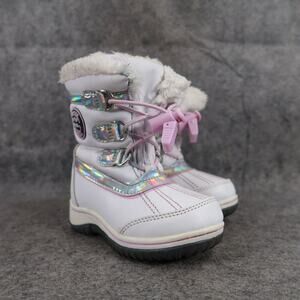 Totes Shoes Girls 5 Boot Winter Snow Baby Toddler Drawstring Faux Fur Warm White
